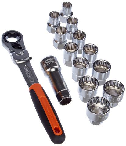 Bahco S140T Pass-Trough Socket Set, Multi-Colour, Set of 14 Piece