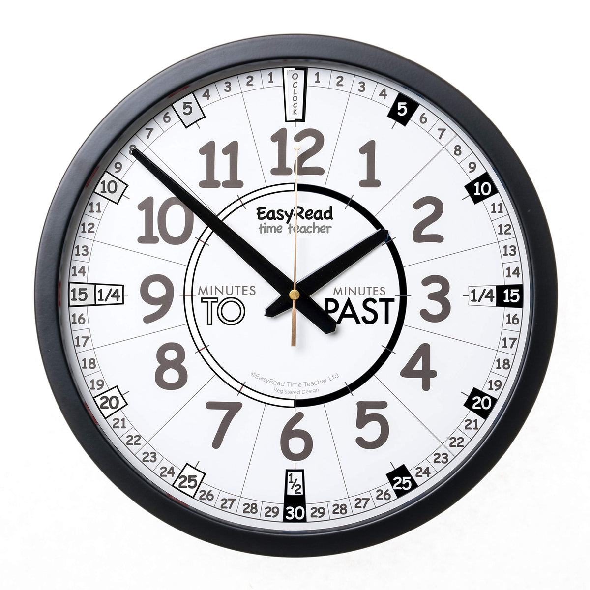 EasyRead time teacher Kids Wall Clock For Outdoor & School Playground - Learn The Time Childrens Clocks - Weatherproof Teaching Clocks For Children - Learning Clock For Kids With Past/To Dial (36cm)
