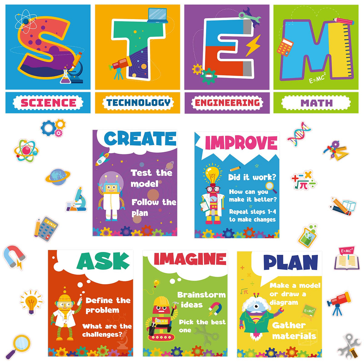 61 Pack Science Classroom Decor Science Posters Stem Classroom Decorations Science Bulletin Board Cutouts Classroom Decals for Teachers Preschool Elementary Middle School Office Party Supplies