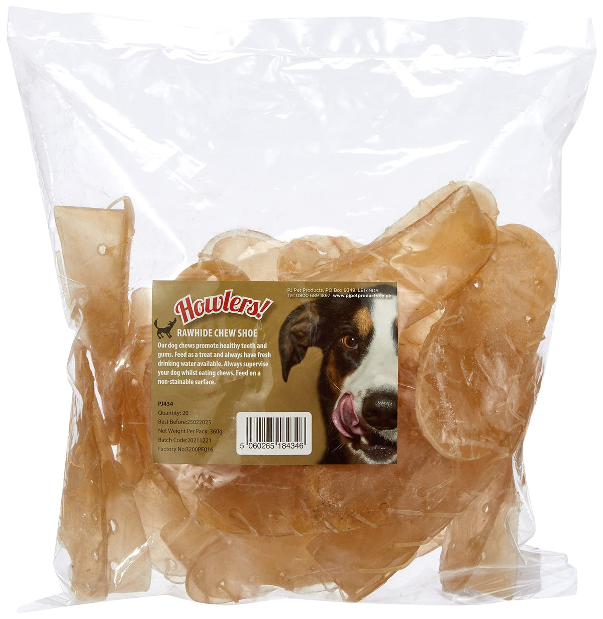 HOWLERS 12.5cm Pack of 20 Natural Rawhide Dog Chew Shoes | Rawhide Shoes For Dogs Made From 100% Natura Hide | Dog Chews Long Lasting Natural Ingredients