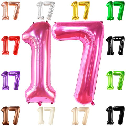 KatchOn, Hot Pink 17 Balloon Numbers - Giant, 40 Inch | 17 Birthday Balloons | Hot Pink 17th Birthday Decorations for Girls | Hot Pink 17 Balloons Numbers for Pink 17th Birthday Party Decorations