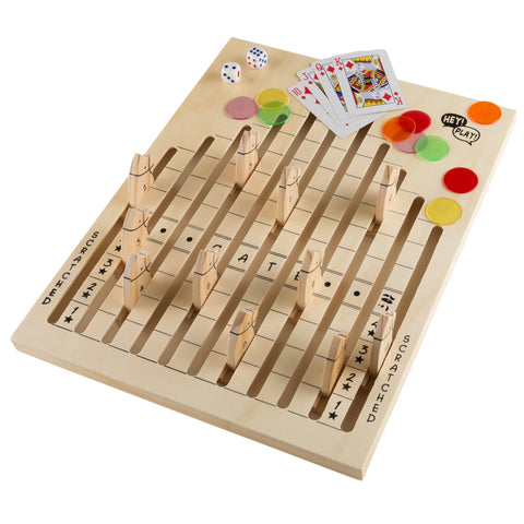 Hey! Play! Wooden Horse Race Game with Dice, Cards and Chips - Indoor and Outdoor Board Games for Adults, Kids, Boys and Girls Party Game (80-DDH)