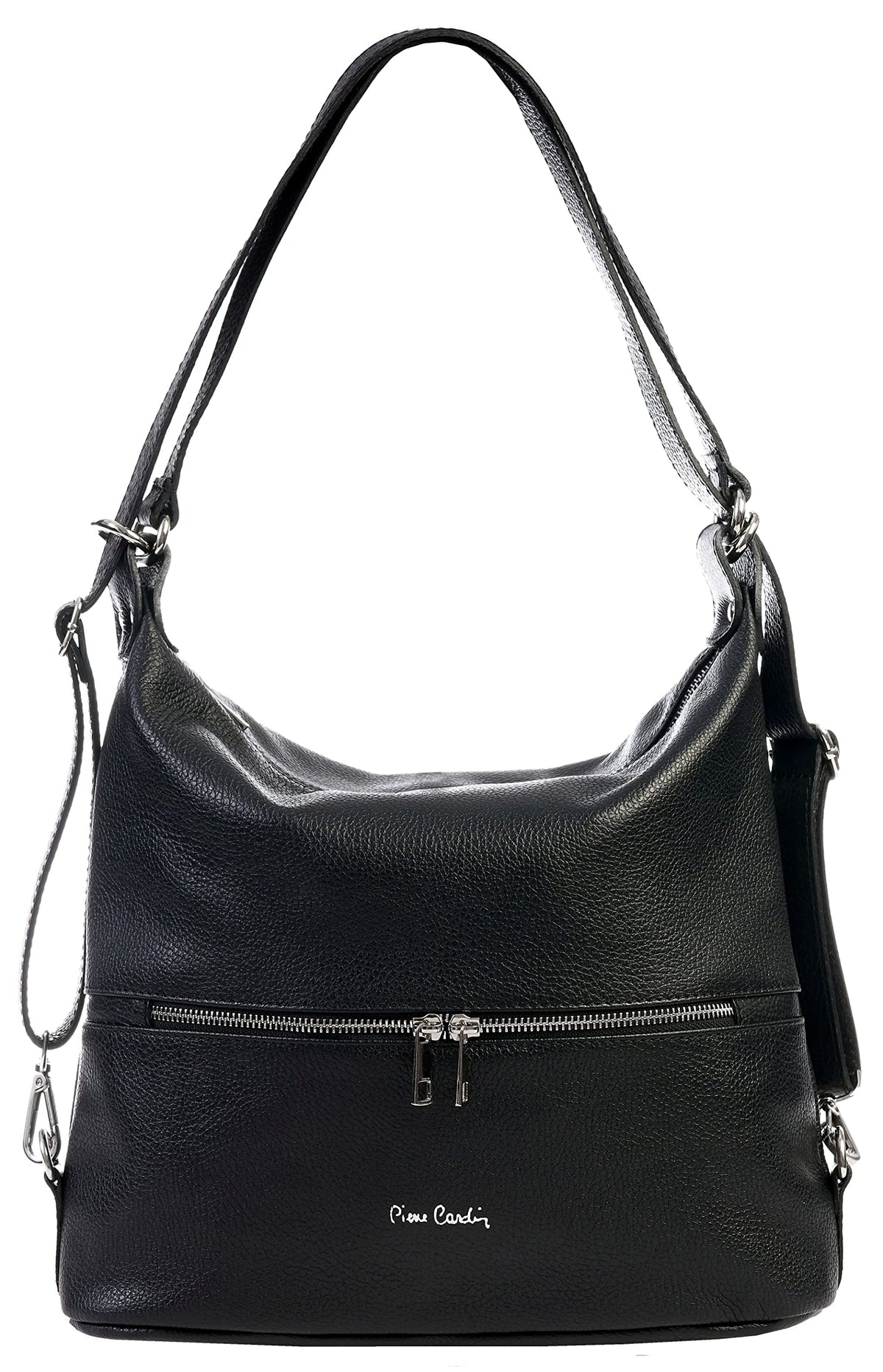 Pierre Cardin Women's Genuine Leather Large Shopper, Made in Italy, Shoulder Bag, Multifunctional, Elegant, Shoulder Bag, Multifunctional Women's Handbags, black