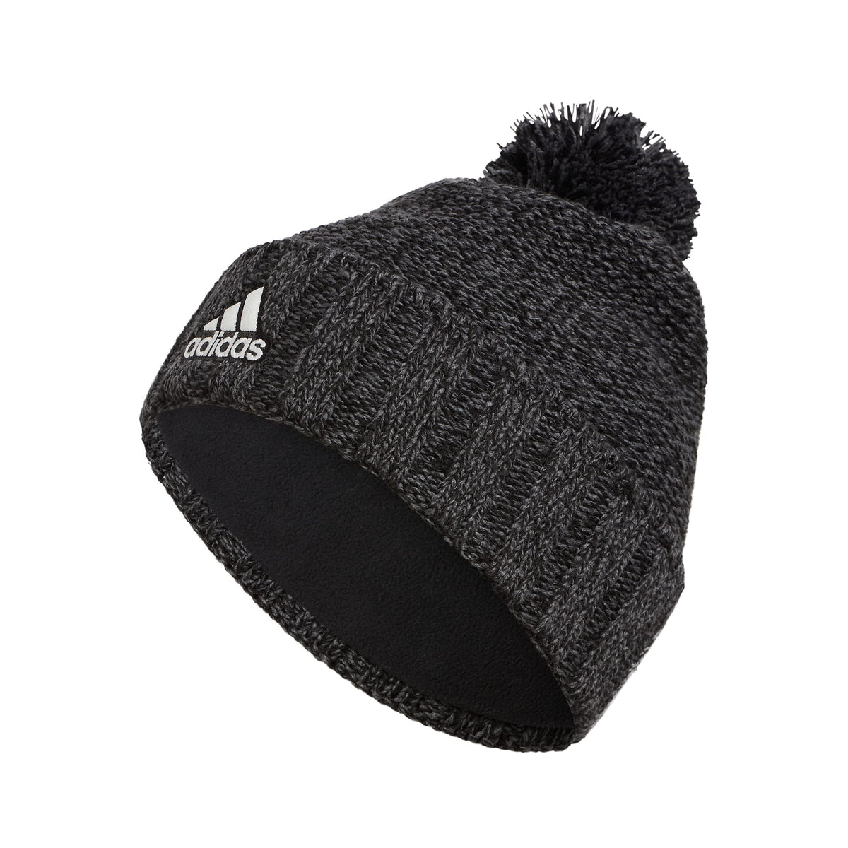 adidas Mens Recon Ballie Pom Beanie, Black-Grey Six Marl/Black/White, One Size