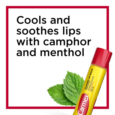 Carmex Medicated Lip Balm Sticks, Lip Moisturizer for Dry, Chapped Lips, 0.15oz, 3 Count (2 Packs) plus 1 Count Carmex Lip Balm Tube, 0.35oz