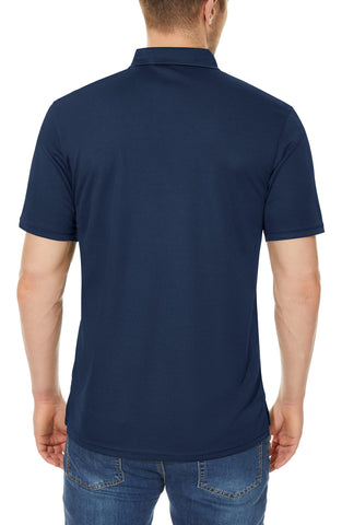 TACVASEN Lightweight Polo Shirts for Men Short Sleeve Work Polo T-Shirt Quick Dry Golf Tops Tactical Combat Shirt Navy Blue,3XL