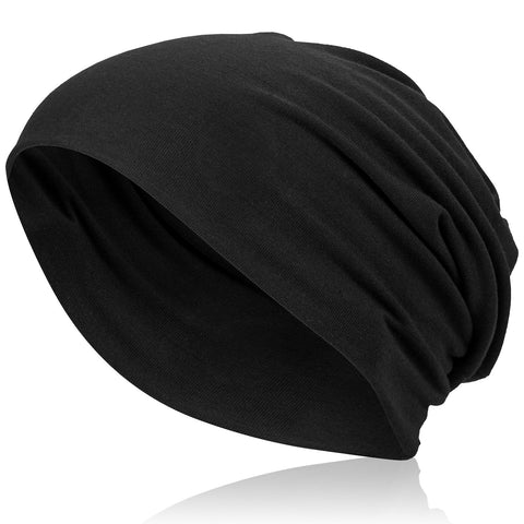 Ted Williams Unisex Beanie Made of fine Jersey Fabric, Breathable, Elastic, One Size - Slouch Beanie Black