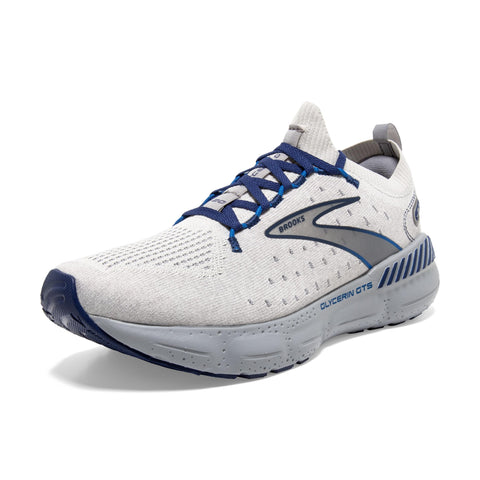Brooks MenÃ¢â‚¬â„¢s Glycerin StealthFit GTS 20 Supportive Running Shoe - Oyster/Alloy/Blue Depths - 8 Medium