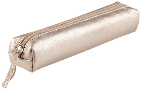Clairefontaine - Ref 400006C - CuirisÃƒÆ’Ã†â€™Ãƒâ€ Ã¢â‚¬â„¢ÃƒÆ’Ã¢â‚¬Â ÃƒÂ¢Ã¢â€šÂ¬Ã¢â€žÂ¢ÃƒÆ’Ã†â€™ÃƒÂ¢Ã¢â€šÂ¬Ã…Â¡ÃƒÆ’Ã¢â‚¬Å¡Ãƒâ€šÃ‚Â© Leather Slim Pencil Case - 4 x 2.5 x 19.5cm, Made From Genuine Lambskin Leather, Metal Zip With Leather Puller - Gold