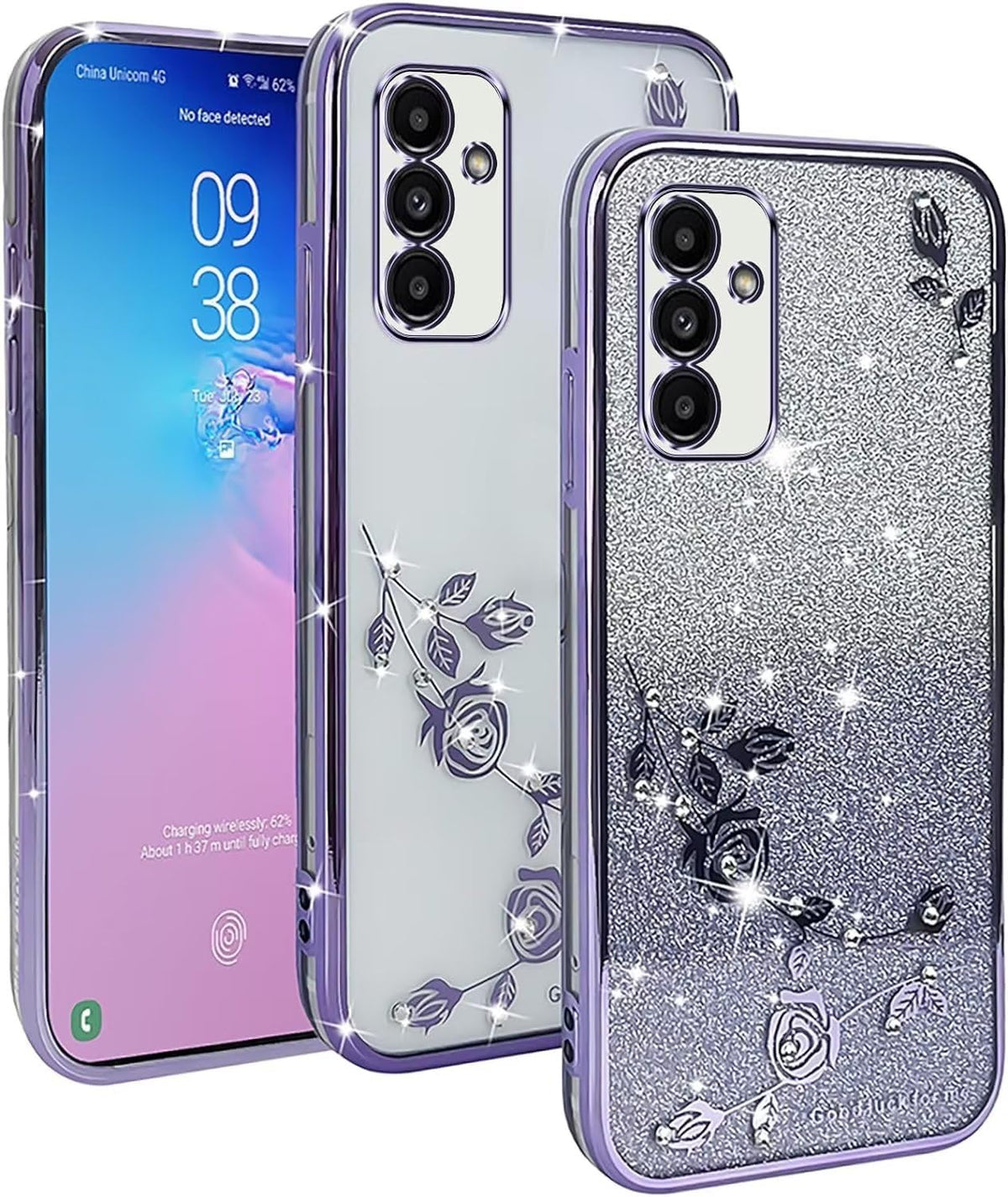 Jeelar for Samsung Galaxy S23 FE Case,Soft TPU Cute Glitter Protective Case for Women Girls Case-Purple