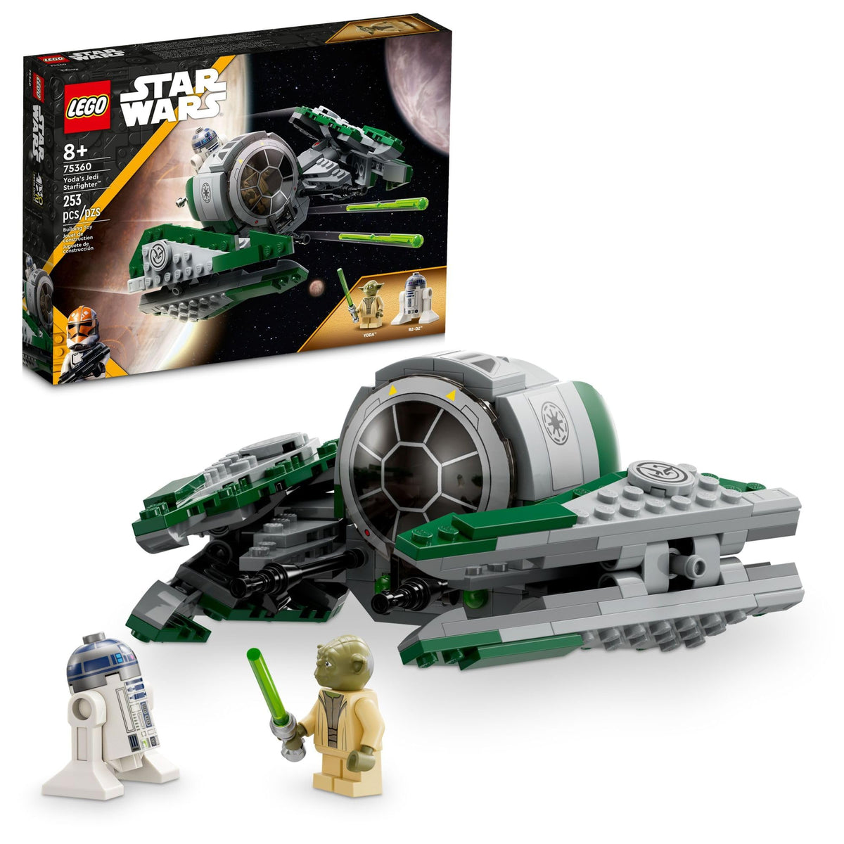 LEGO Star Wars: The Clone Wars YodaÃƒÆ’Ã‚Â¢ÃƒÂ¢Ã¢â‚¬Å¡Ã‚Â¬ÃƒÂ¢Ã¢â‚¬Å¾Ã‚Â¢s Jedi Starfighter 75360 Star Wars Collectible for Kids Featuring Master Yoda Figure with Lightsaber Toy, Birthday Gift for 8 Year Olds or any Fan of The Clone Wars
