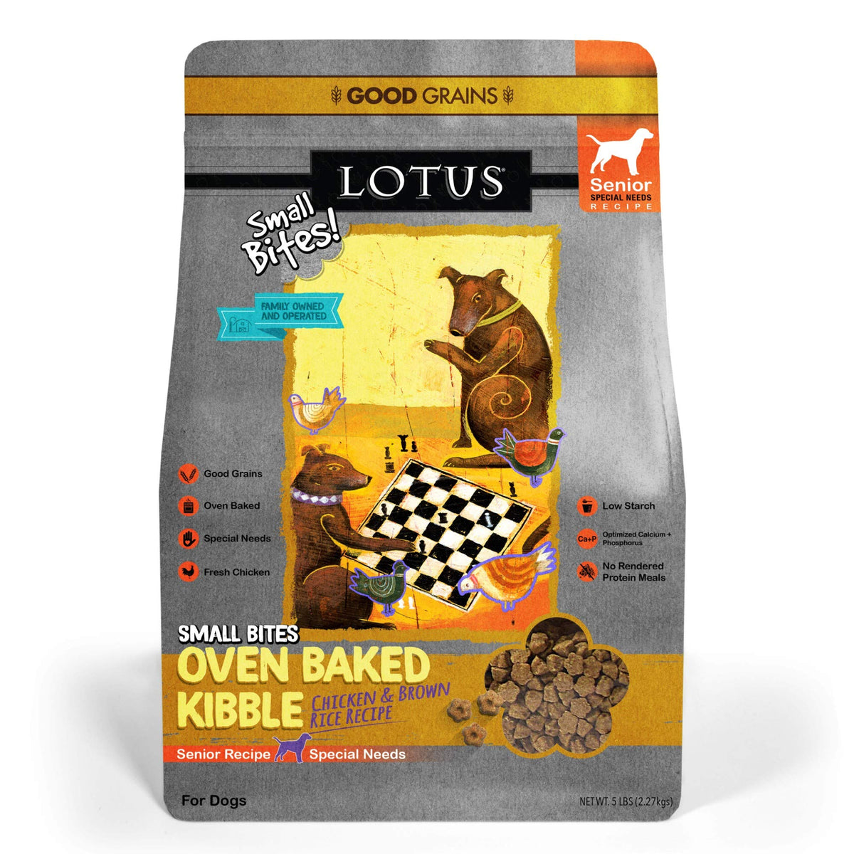 Lotus Small Bite Dry Senior Dog Food, Chicken, 5 Lb