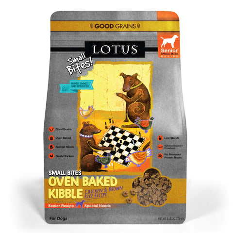 Lotus Small Bite Dry Senior Dog Food, Chicken, 5 Lb