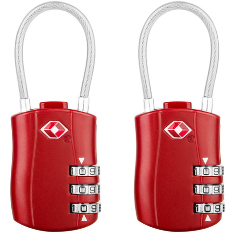 Diyife TSA Luggage Locks, [Newest Version][2 Packs] 3-Digit Security Padlock, Combination Padlocks, Code Lock for Travel Suitcases Luggage Bag Case etc. Red