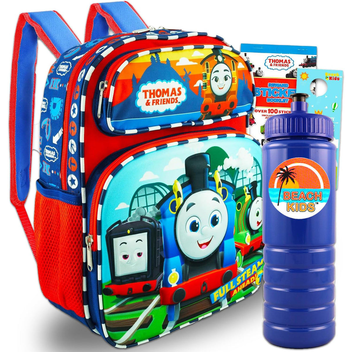 Nickelodeon Thomas the Train Mini Backpack - Thomas Train Small Backpack Backpack Bundle with 12â€ Thomas School Backpack with Front Pocket, Water Bottle, More | Thomas the Train Backpack Toddler