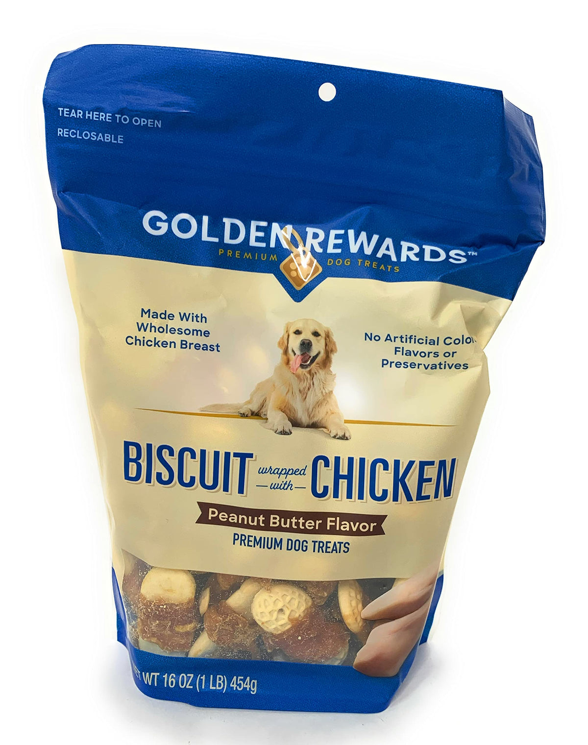 Golden Rewards Peanut Butter Flavored Biscuits Wrapped with Chicken, for Dogs, Made with Real Chicken Breast, 16 Oz