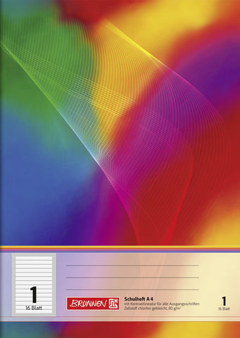 Brunnen 104498102 A4 Exercise Book (16 Pages, Lined,1 ruling, Suitable for Primary School)
