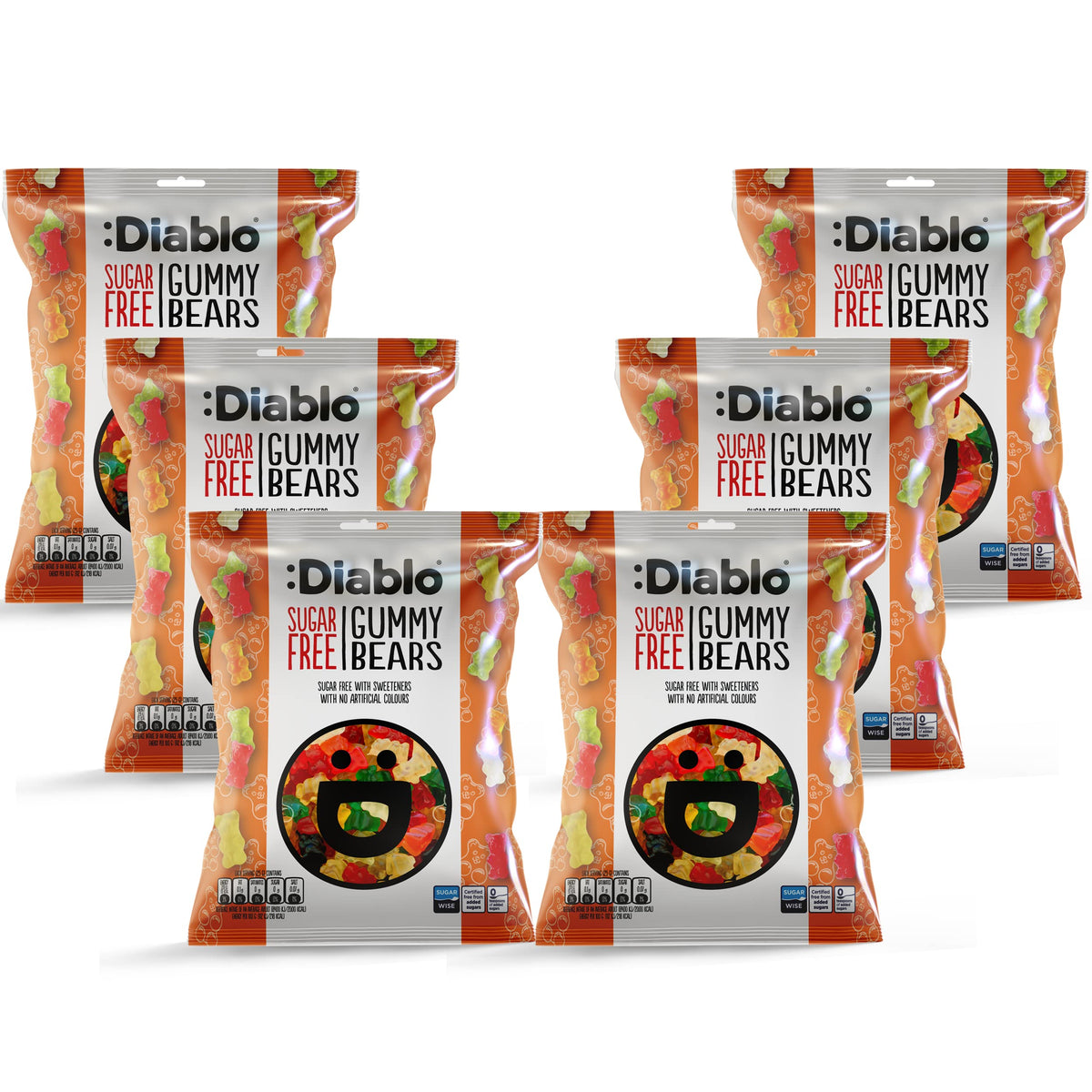 Diablo Gummy Bears | Sugar Free | Sweetened with Stevia | Gummy Sweets | Diabetic Hamper Available - Perfect for Gifting | 75g (Pack Of 6)
