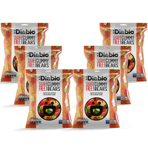 Diablo Gummy Bears | Sugar Free | Sweetened with Stevia | Gummy Sweets | Diabetic Hamper Available - Perfect for Gifting | 75g (Pack Of 6)