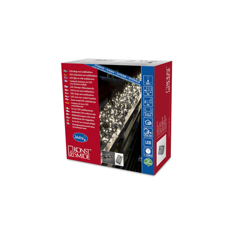 Konstsmide 3790-100 Micro LED cluster light / outdoor (IP44) or indoor use / 2m of LEDS and 4m lead / with 8 functions, control unit and eight memory function / 360 warm white diodes / black cable