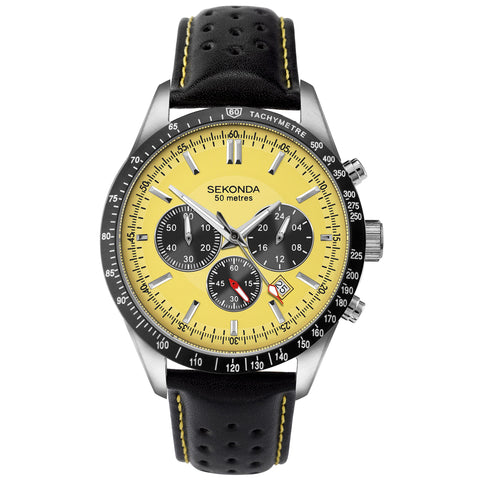 SEKONDA Unisex-Adult Chronograph Quartz Watch with Leather Strap 1395.27