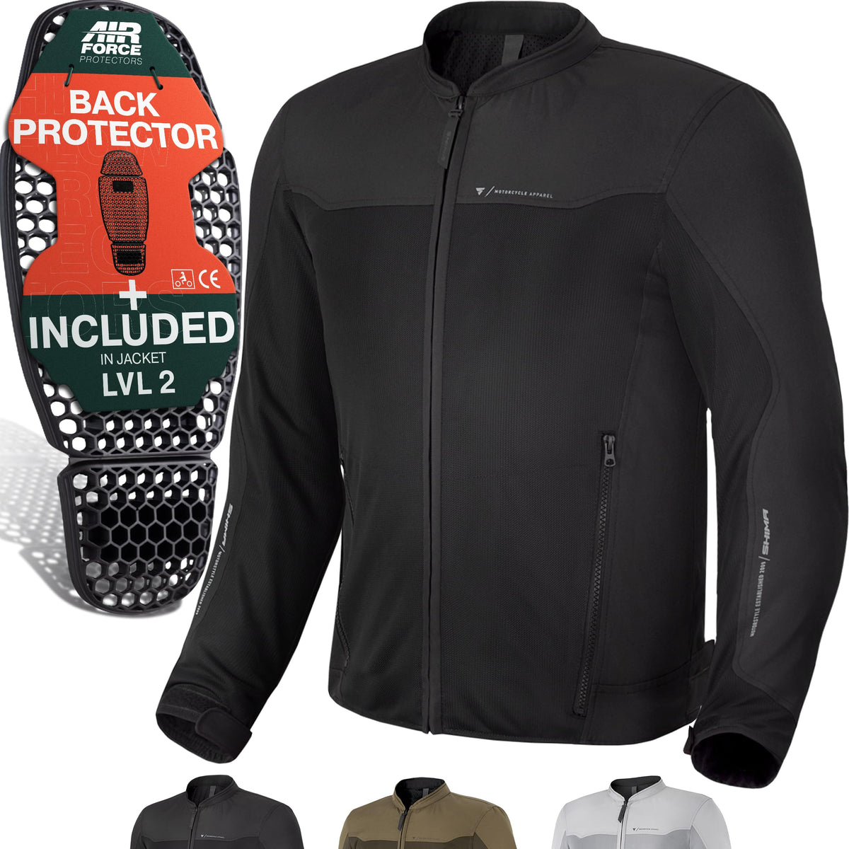SHIMA OPENAIR Motorcycle Jacket for Men - Lightweight Breathable Summer Mesh Mens City Biker Jacket with CE Back Shoulder Elbow Armor Pads Width Adjustment (Black, 3XL)