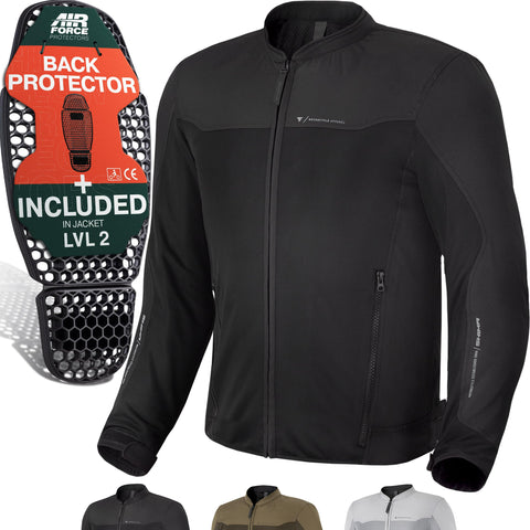 SHIMA OPENAIR Motorcycle Jacket for Men - Lightweight Breathable Summer Mesh Mens City Biker Jacket with CE Back Shoulder Elbow Armor Pads Width Adjustment (Black, 3XL)