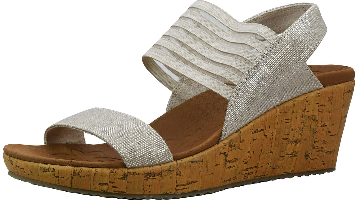 Skechers Cali Women's Beverlee Smitten Kitten Wedge Sandal, Natural, 8.5 M US