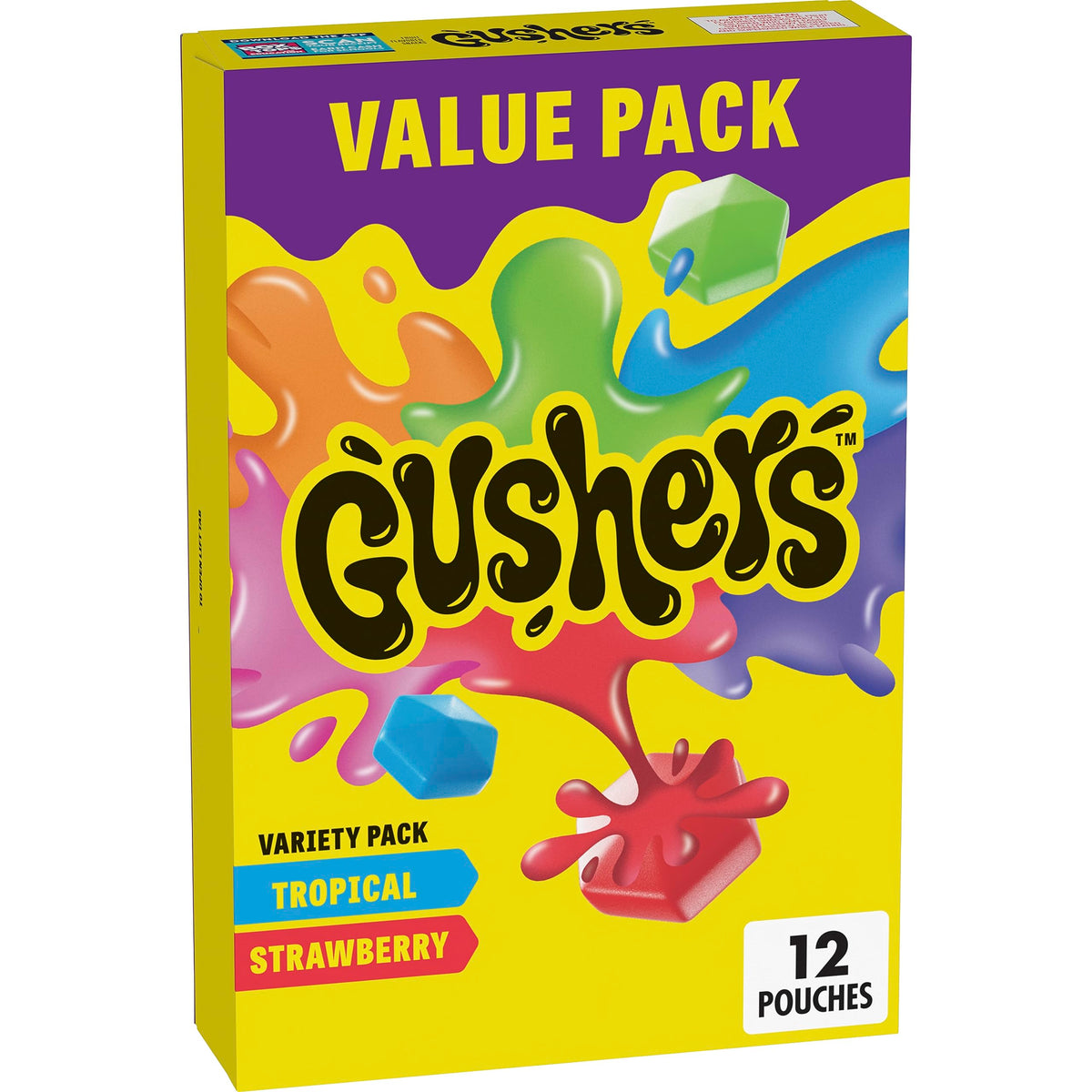 Gushers Fruit Flavored Snacks, Strawberry Splash and Tropical, 12 ct