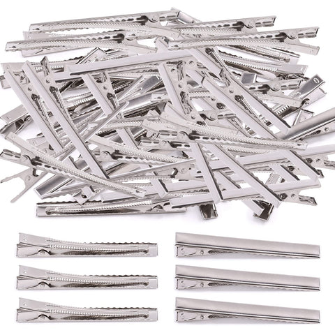 Mardatt 200Pcs 2.95 inch / 7.5 cm Alligator Hair Clips Bulk Silver Single Prong Hair Clips For Bows Making Hair Pins For Sectioning Hair Styling And Sectioning Hairdressing DIY Crafts