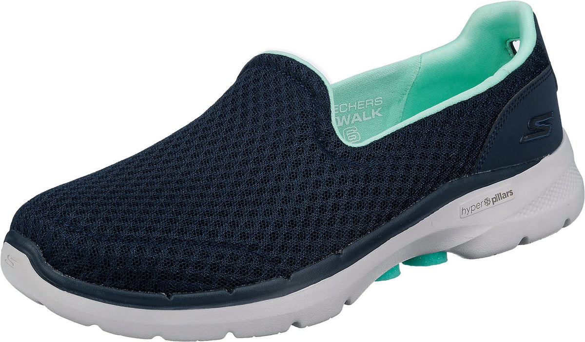 Skechers Women's Go Walk 6-Big Splash Sneaker, Navy/Turquoise, 7