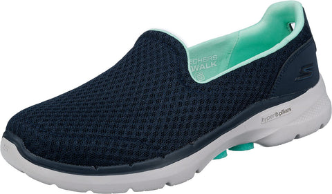 Skechers Women's Go Walk 6-Big Splash Sneaker, Navy/Turquoise, 7