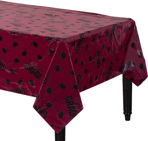 Amscan Congrats Grad Berry Graduation Plastic Tablecover