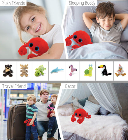 DolliBu Plush Crab Stuffed Animal - Soft Huggable Big Eyes Red Crab, Adorable Marine Life Playtime Crab Plush Toy, Cute Sea Life Cuddle Gift for Kids & Adults - 6 Inch
