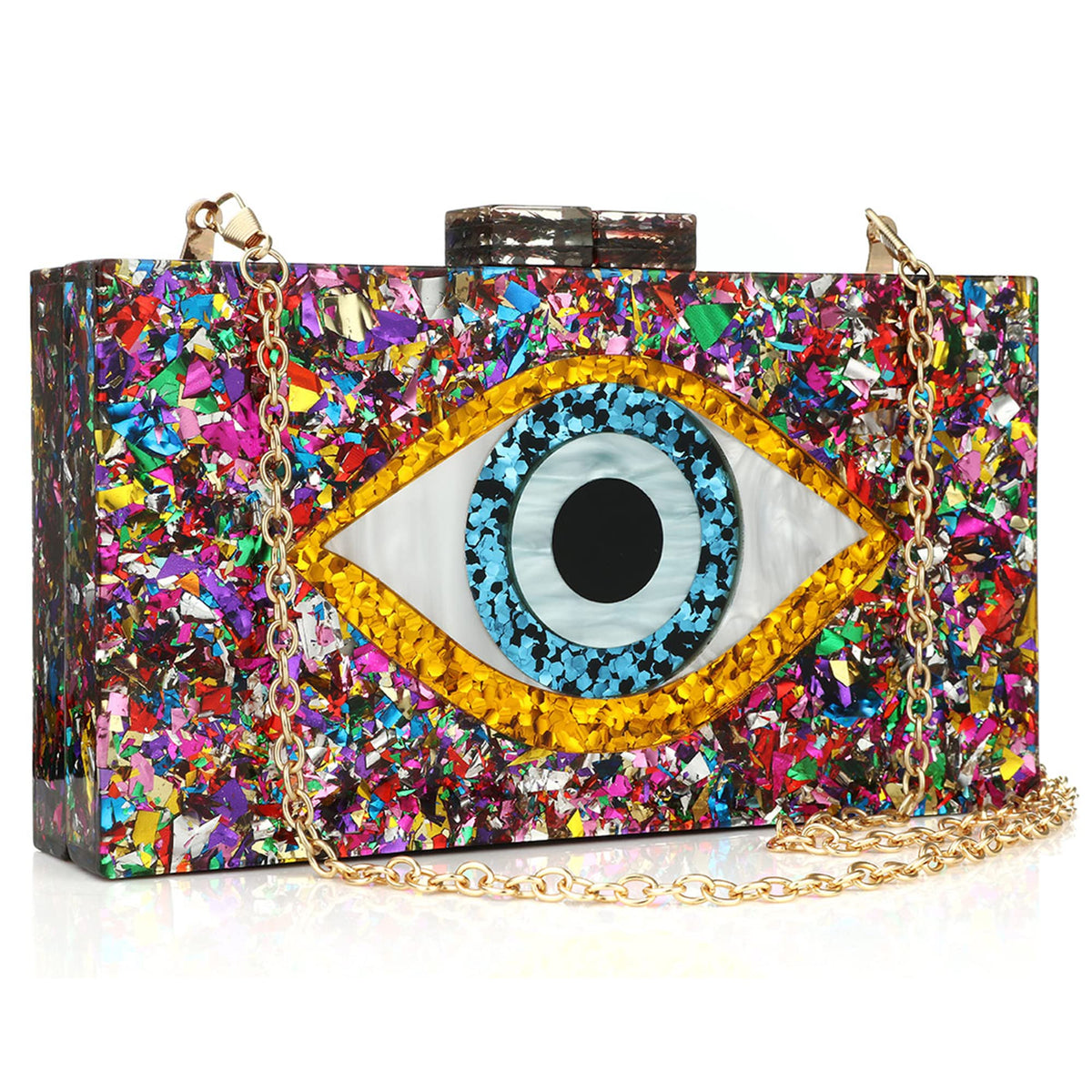 Buric Acrylic Purses Evening Clutch Bag Eyes Multicolor Handbags for Wome Cross Body Bag Formal Wedding Prom Party Clutch Purses (Rose)