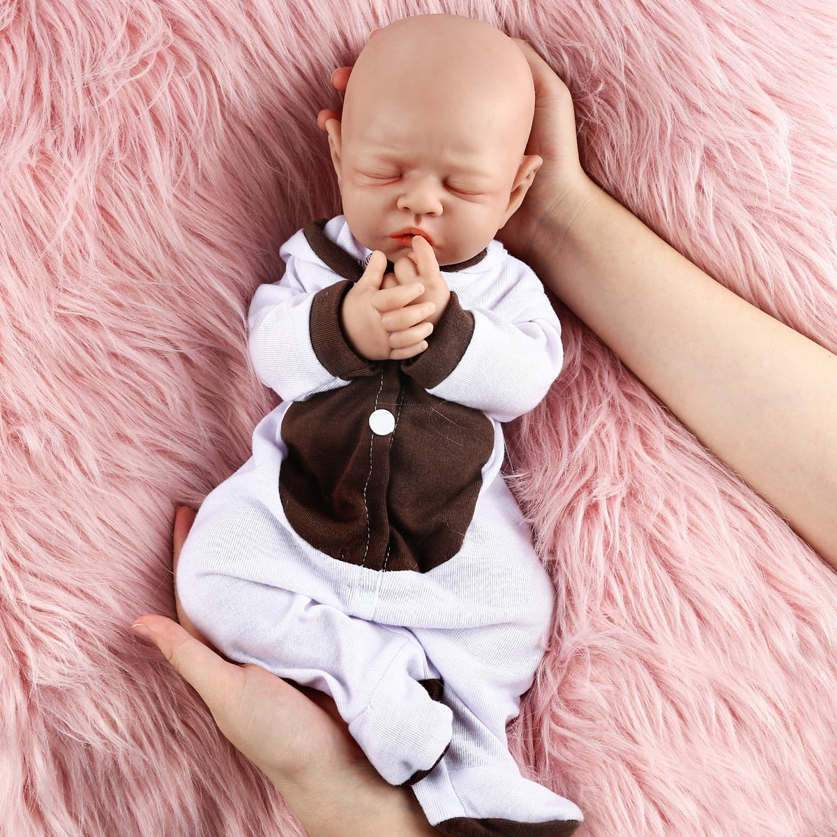 Vollence 16 inch Sleeping Full Body Silicone Baby Doll Lifelike Reborn Doll Anti-Stress Toys for Kids & Toddlers Child Gifts - Girl