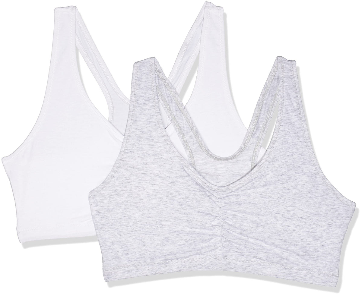 Hanes Women's X-Temp ComfortFlex Fit Pullover Bra MHH570 2-Pack, White/Heather Grey, XL