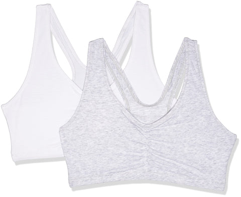 Hanes Women's X-Temp ComfortFlex Fit Pullover Bra MHH570 2-Pack, White/Heather Grey, XL