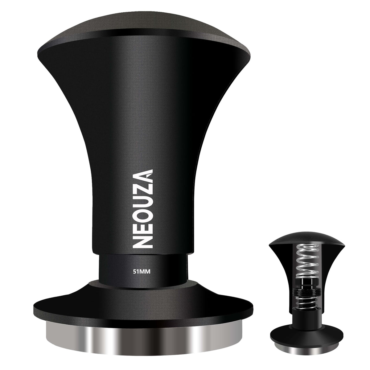 NEOUZA Espresso Tamper V2 Dual Calibrated Spring Loaded for Coffee Machine Portafilter, Anti Pressure Deflection, Refined Handle, Stainless Ripple Base (50.8mm)