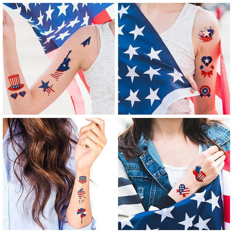 10 Sheets American flag Independence Day Temporary Tattoo Stickers For July 4th Parades And Celebrations, Easy to Use and Removal