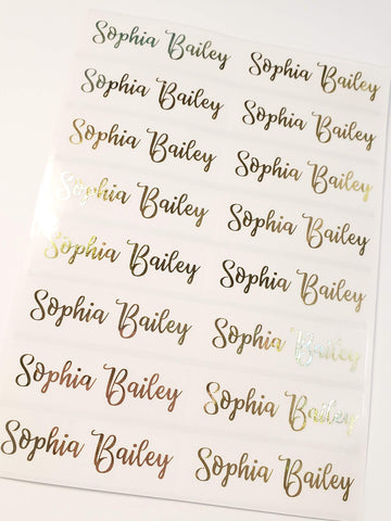 48 Long GOLD INK on Clear Transparent Waterproof Name Stickers- custom labels Daycare Labels- School Labels- Long Rectangle Labels Hanprinting