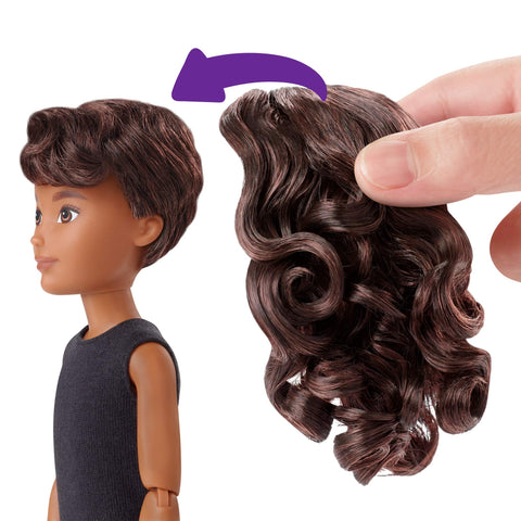Creatable World Deluxe Character Kit DC-826 Customizable Doll with Brunette Wavy Hair, 6 Pieces Doll Clothes, 3 Pairs Shoes and 2 Accessories, Creative Play for All Kids 6 Years Old and Up