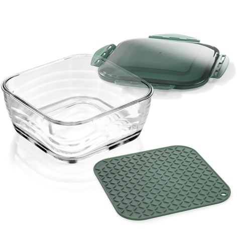 Genius Nicer Dicer Chef Glass Bowl includes Lid & Silicone Mat, Combi Set