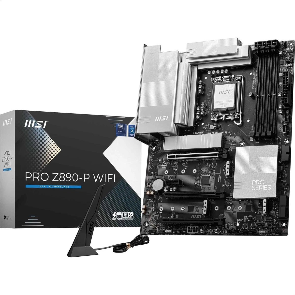 MSI PRO Z890-P WIFI Motherboard, ATX - Supports Intel Core Ultra Processors (Series 2), LGA 1851 - 55A DrMOS, DDR5 Memory Boost (9200+ MT/s OC), PCIe 5.0 x16 & 4.0 x16, M.2 Gen5, Wi-Fi 7, 5G LAN