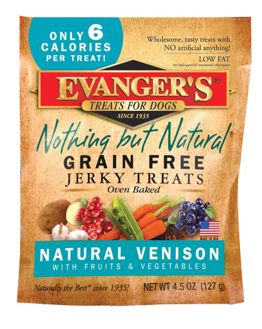 Evanger's Nothing But Natural Venison Jerky Treats for Dogs 4.5 oz Bag