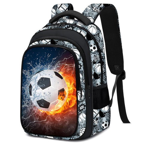 Fitvc School Backpack for Boys - Soccer Boys Backpack for Kids Children Teens Elementary Middle School - 17? Sport Bookbag Travel Back Pack for Age 6-18