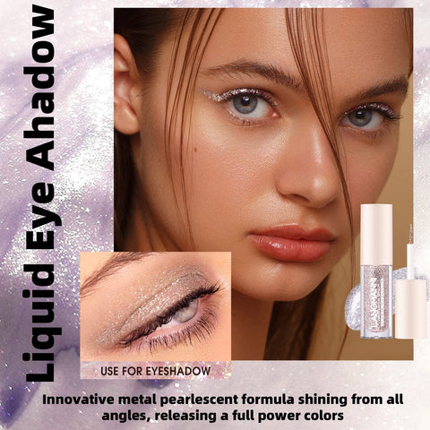 HOSAILY 3Pcs Liquid Glitter Eyeshadow Eyeliner Korean Makeup, Sparkling Metallic Shimmer Long Lasting Liquid Glitter Eye Shadow Eyeliner Eyelid, Tear Drop Loose Glitter Glue for Eye Crystals Makeup