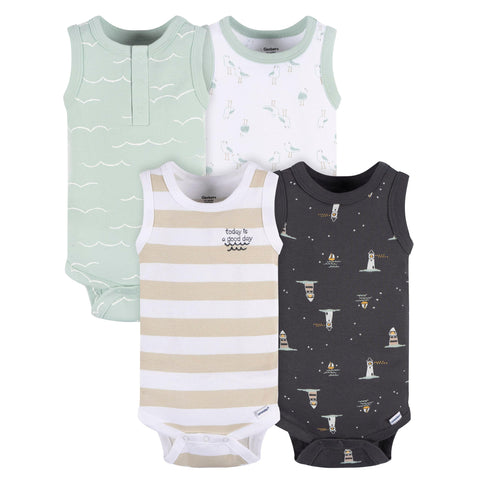 Gerber Baby Boy's Multi-pack Sleeveless Onesies Bodysuit, Coastal