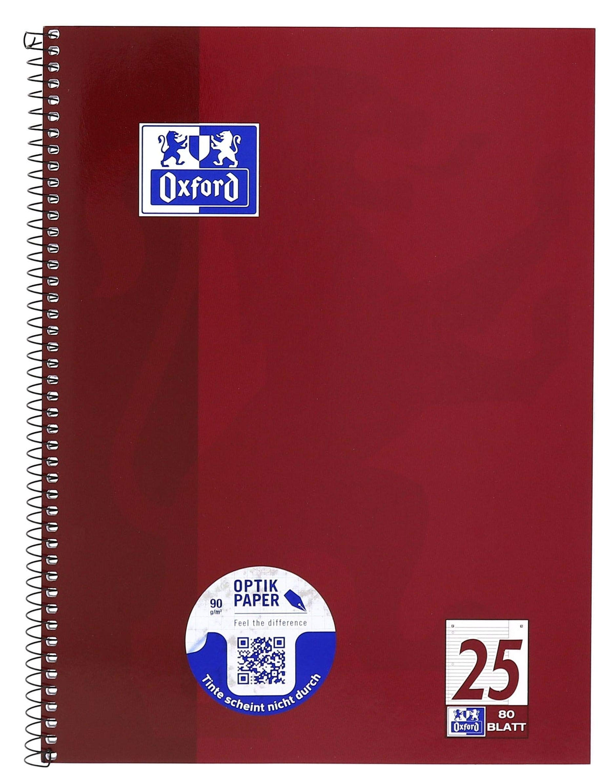 Oxford 100050355 College Notepad School Optic Paper 90 g/mÂ² A4+ Lined/Margin 80 Sheets
