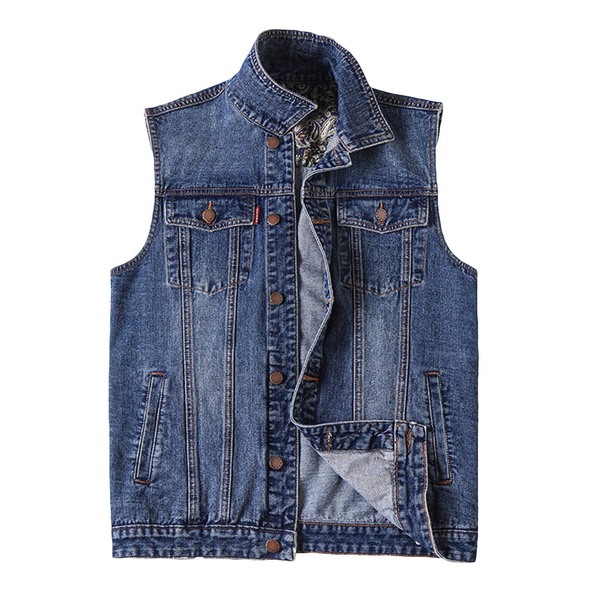 PRIJOUHE Men's Denim Vest Jean Vest Black Denim Motorcycle Black Blue Biker Plus Size Sleeveless